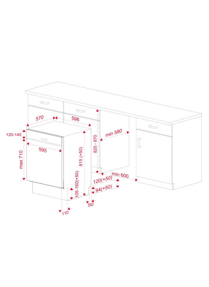 TEKA - Partially Integrated Dishwasher ExpertCare Series with 13 Plate Settings, 7 Washing Programs, 4 Special Functions and Smart Dirt Sensor DSI 46750 SS - Image 1