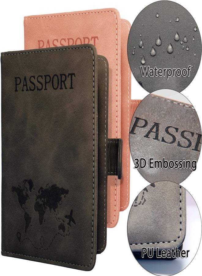 Sovirose 2 Pcs Passport Cover Set, Pink,Black, Minimalist - Image 5