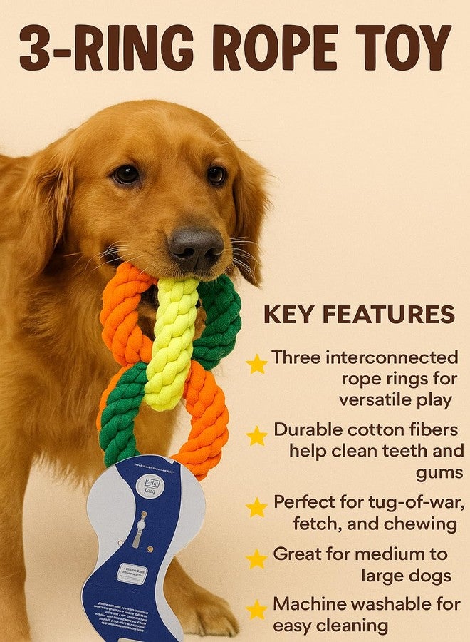 Triple Ring Rope Dog Toy Large, Export Quality, Interactive Chew and Tug Toy, Multicoloured - Image 2