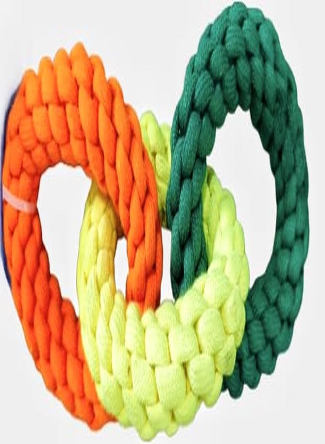 Triple Ring Rope Dog Toy Large, Export Quality, Interactive Chew and Tug Toy, Multicoloured - Image 1