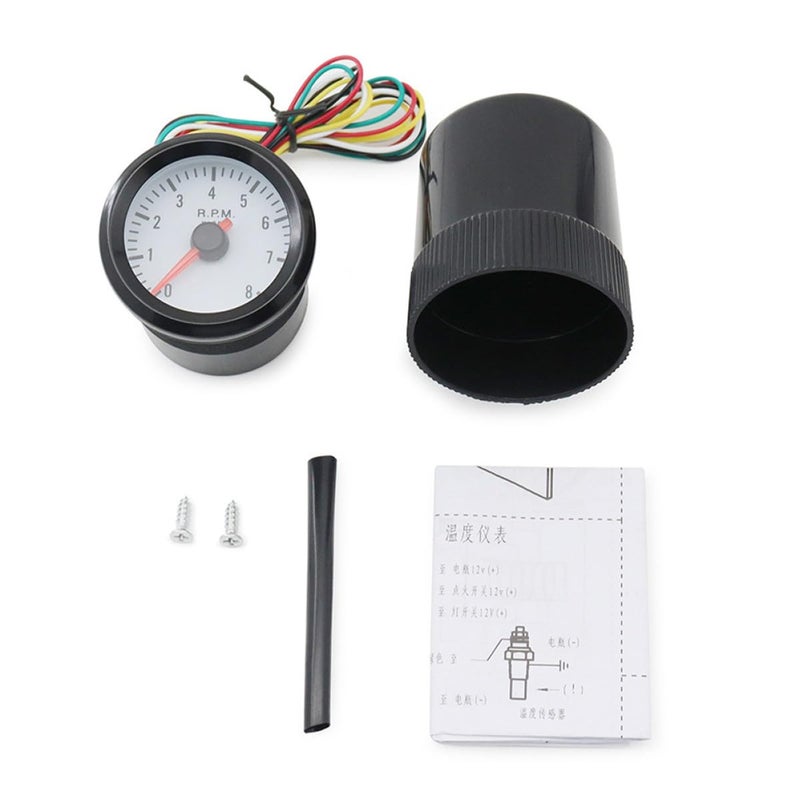 عداد سرعة بمصباح LED أزرق 52 ملم 0-8000 دورة في الدقيقة لمحركات 1-8 أسطوانات لاستبدال مركبة - Image 5