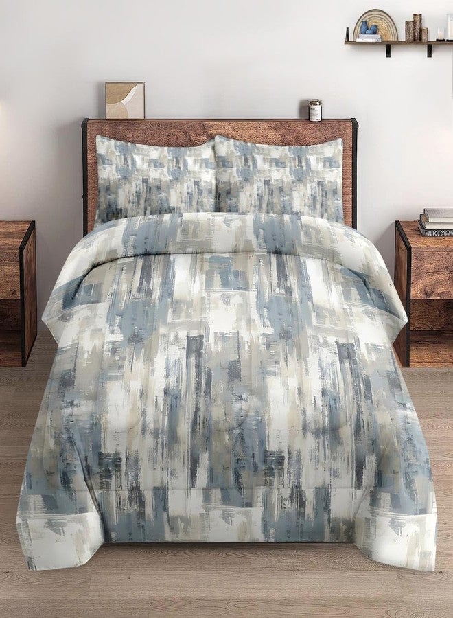 WeCozy 3 Pcs Queen Size Comforter Set with 2 Pillowcases, Abstract Modern Blue Soft Bedding for Kids and Adults, Grey Neutral Comforter Set for Room Bedroom Bed Decor - Image 1