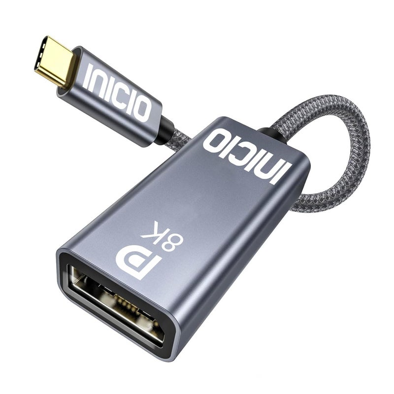 INICIO 8K USB C to DisplayPort 1.4 Adapter, 8K@60Hz 4K@144Hz HDR, Type C Thunderbolt 4/3 To DP1.4 Display Port Cable For MacBook Pro Air, iPad Pro/Air, iPhone 16 15, Galaxy S25 S24 S23, XPS 13/15 etc - Image 1