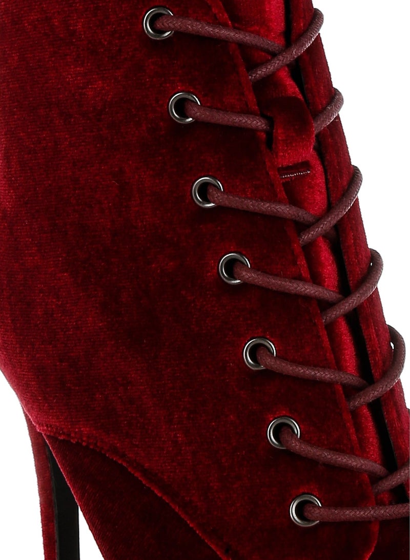 لندن راج حذاء مخملي بكعب عالي باللون العنابي - Image 5