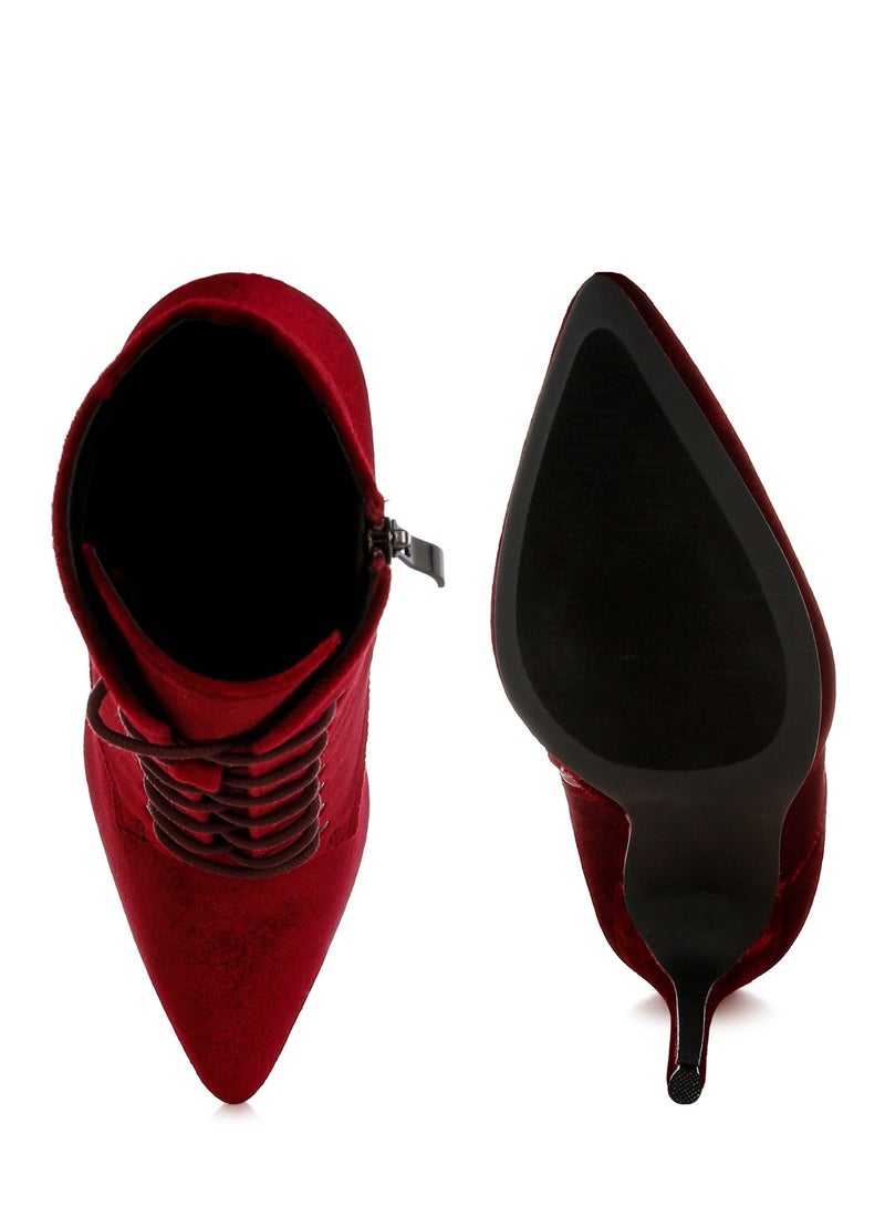 لندن راج حذاء مخملي بكعب عالي باللون العنابي - Image 4