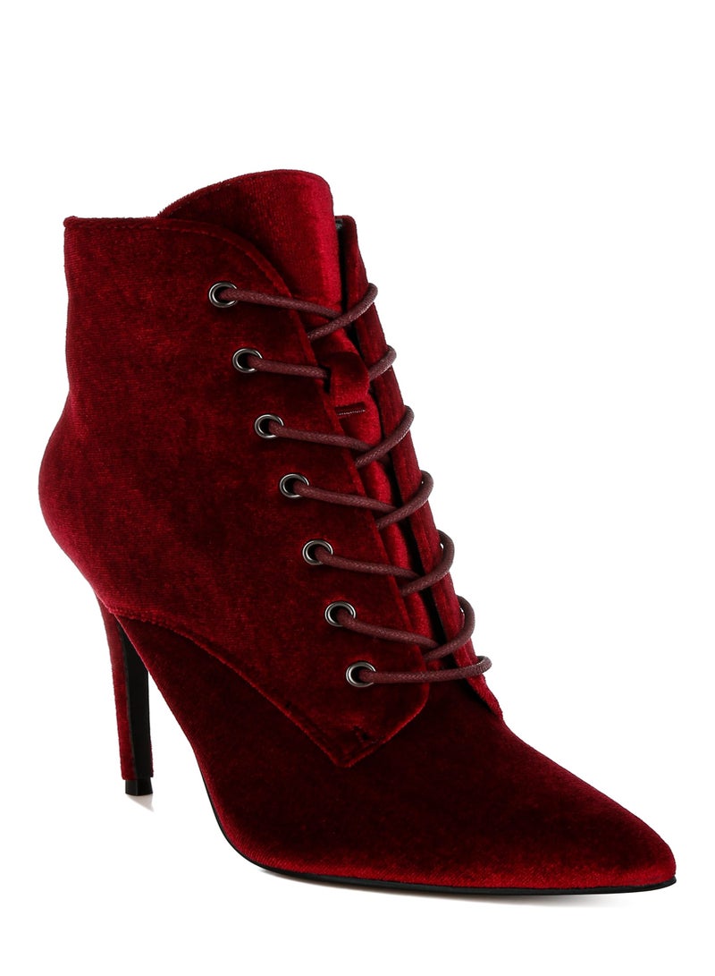 لندن راج حذاء مخملي بكعب عالي باللون العنابي - Image 2