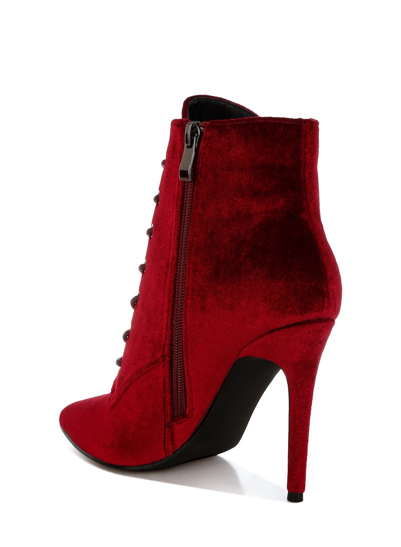 لندن راج حذاء مخملي بكعب عالي باللون العنابي - Image 3