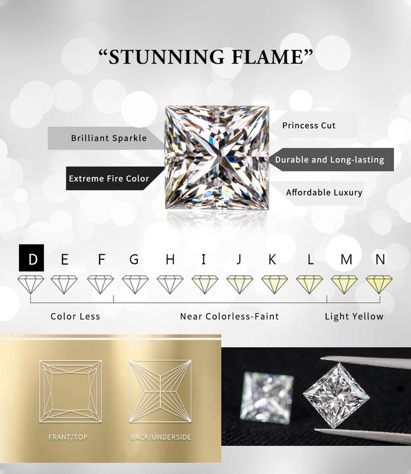 Raneecoco "STUNNING FLAME "18K Gold Plated Sterling Silver Princess Cut Cubic Zirconia Stud Earrings for men women(w-5) - Image 3