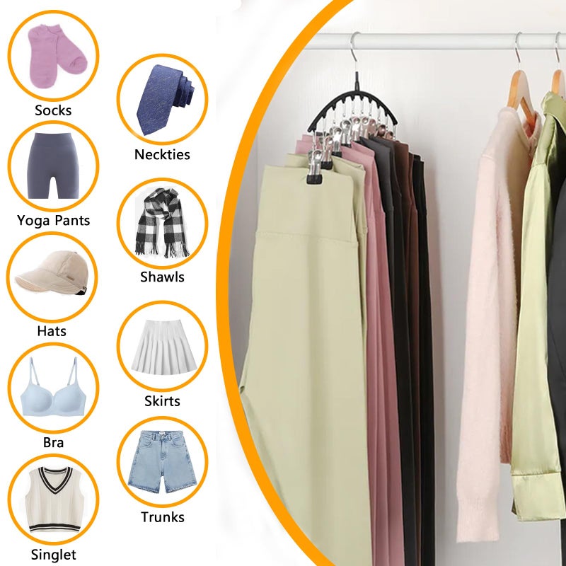 Arkeiliy Legging Hangers for Closet Organizer, Hat Hangers for Closet 2 Pack with 10 Clips Holds 20 Leggings, Legging Hanger, Pants Storage Organizer Suitable for Socks, Panties, Underwear, Pants - Image 3