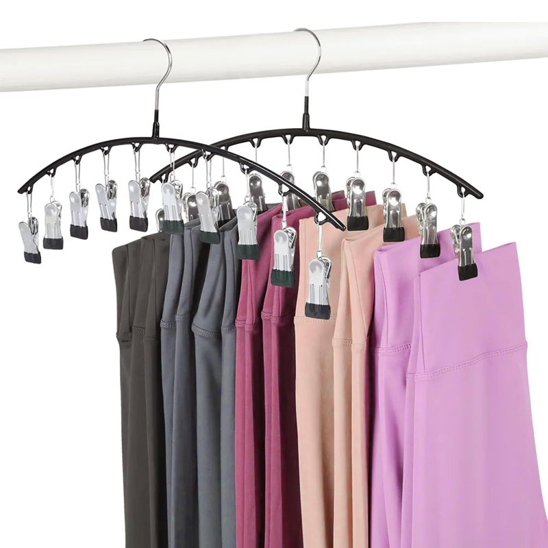 Arkeiliy Legging Hangers for Closet Organizer, Hat Hangers for Closet 2 Pack with 10 Clips Holds 20 Leggings, Legging Hanger, Pants Storage Organizer Suitable for Socks, Panties, Underwear, Pants - Image 1