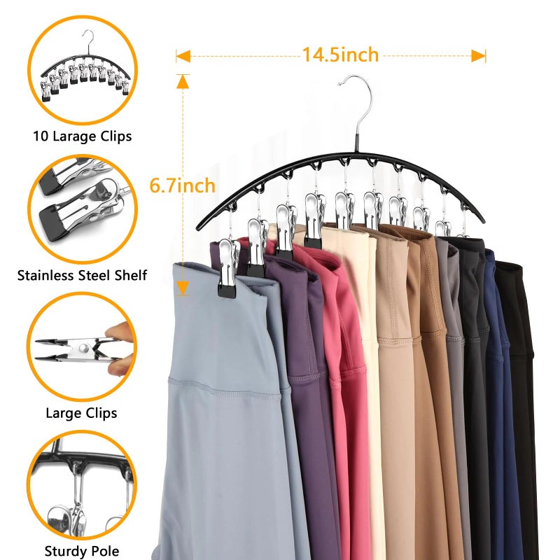 Arkeiliy Legging Hangers for Closet Organizer, Hat Hangers for Closet 2 Pack with 10 Clips Holds 20 Leggings, Legging Hanger, Pants Storage Organizer Suitable for Socks, Panties, Underwear, Pants - Image 2