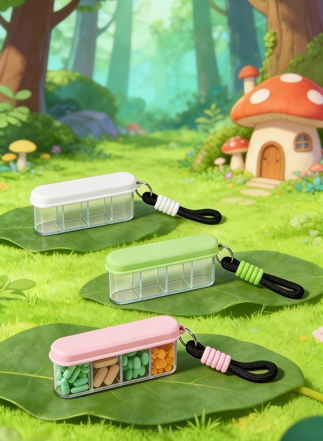 صندوق حبوب مضاد للرطوبة مدمج ومتين بأربعة أقسام ومقاوم للماء ومصنوع من مادة ABS صديقة للبيئة بسعة كبيرة ومثالي للسفر والاستخدام اليومي وتخزين الأدوية وسهل الحمل - Image 5