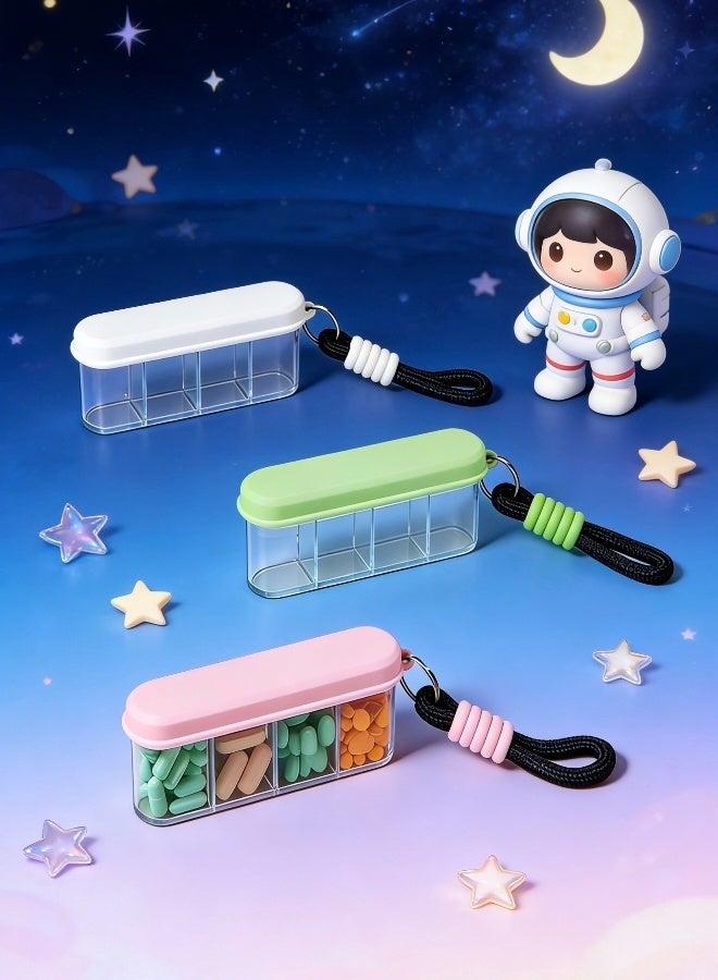 صندوق حبوب مضاد للرطوبة مدمج ومتين بأربعة أقسام ومقاوم للماء ومصنوع من مادة ABS صديقة للبيئة بسعة كبيرة ومثالي للسفر والاستخدام اليومي وتخزين الأدوية وسهل الحمل - Image 3