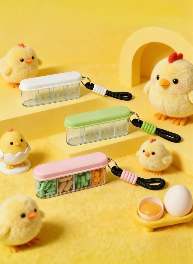 صندوق حبوب مضاد للرطوبة مدمج ومتين بأربعة أقسام ومقاوم للماء ومصنوع من مادة ABS صديقة للبيئة بسعة كبيرة ومثالي للسفر والاستخدام اليومي وتخزين الأدوية وسهل الحمل - Image 2