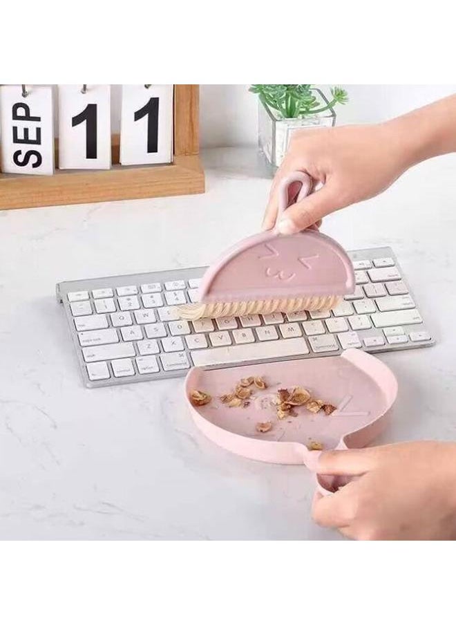 Thoraya - Small Broom Dustpan Set for Home Mini Dustpan Brush Set Handheld Hangable Whisk Broom for Table Countertop Key Board Smile Face L - Image 1
