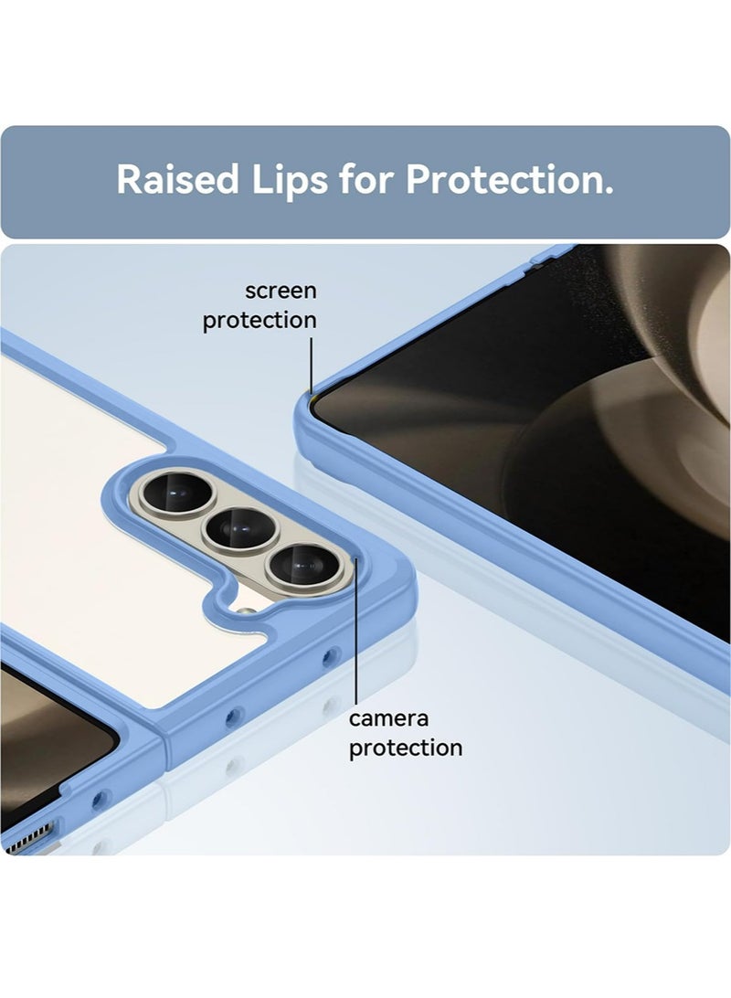 إكس ليفيل سامسونج جالاكسي زد فولد 6 غطاء مقاوم للصدمات ، [ الصف العسكرية إسقاط الحماية ] شفاف حماية رقيقة جدا ضد بصمات الأصابع الصفر ، الأزرق الشفاف - Image 5