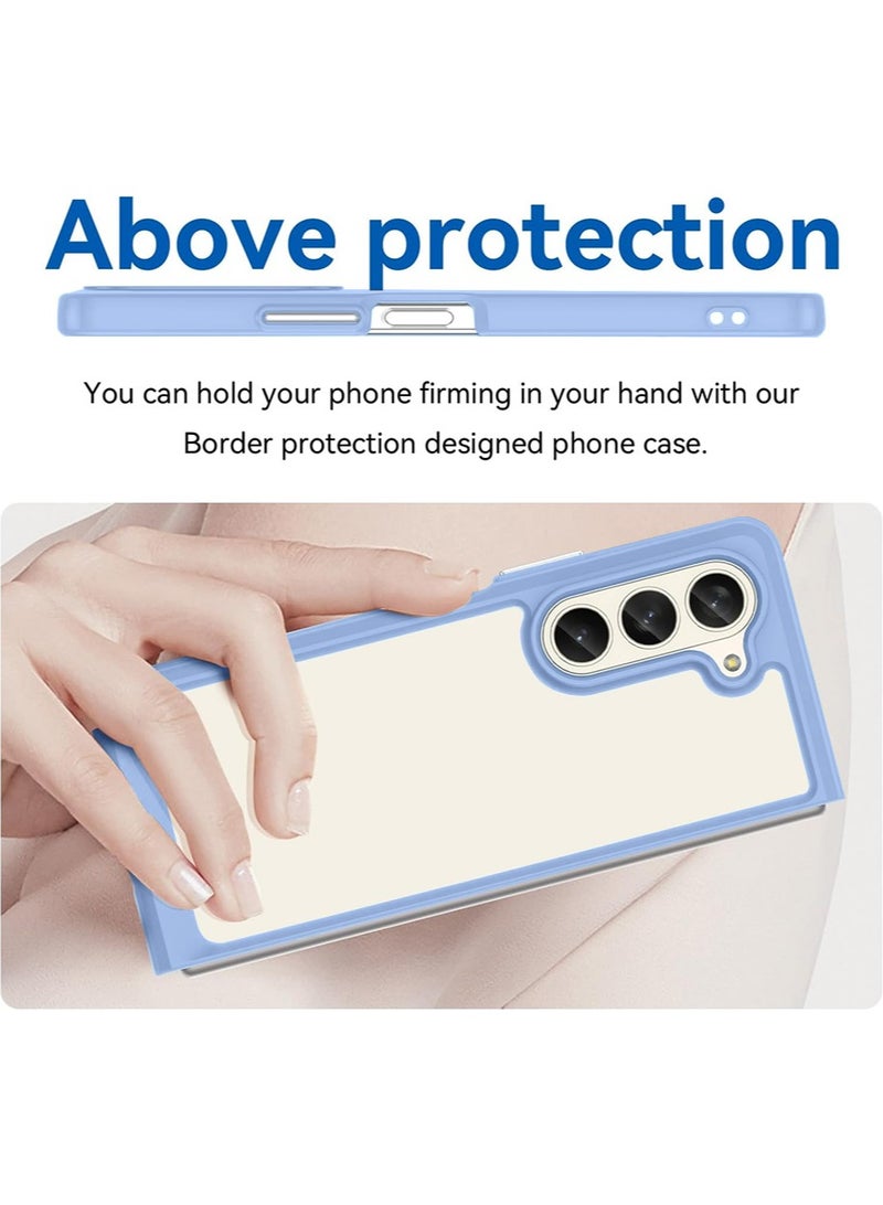 إكس ليفيل سامسونج جالاكسي زد فولد 6 غطاء مقاوم للصدمات ، [ الصف العسكرية إسقاط الحماية ] شفاف حماية رقيقة جدا ضد بصمات الأصابع الصفر ، الأزرق الشفاف - Image 4