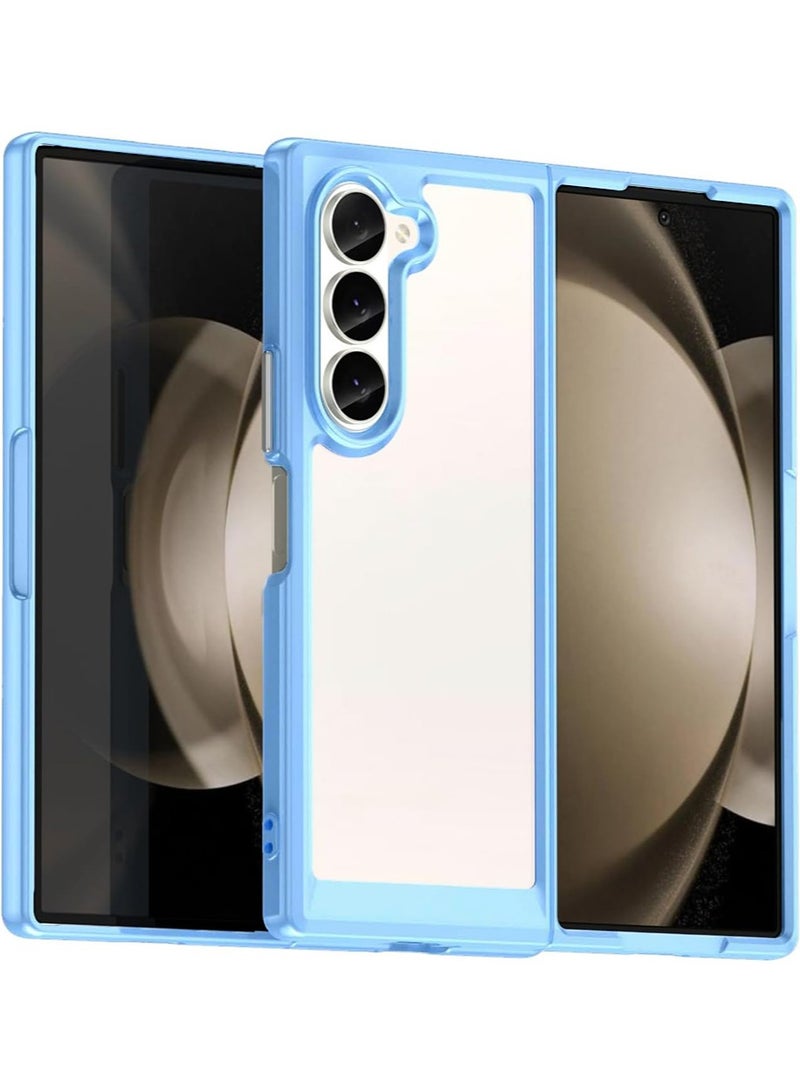 إكس ليفيل سامسونج جالاكسي زد فولد 6 غطاء مقاوم للصدمات ، [ الصف العسكرية إسقاط الحماية ] شفاف حماية رقيقة جدا ضد بصمات الأصابع الصفر ، الأزرق الشفاف - Image 1