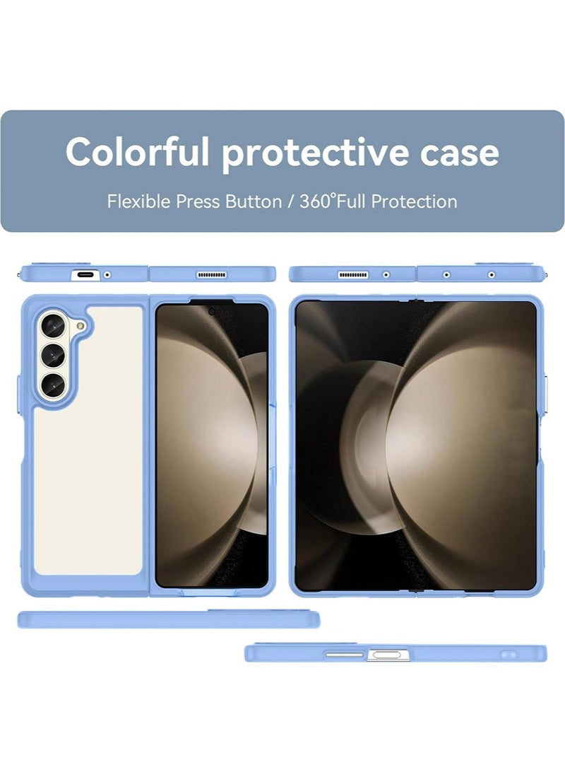 إكس ليفيل سامسونج جالاكسي زد فولد 6 غطاء مقاوم للصدمات ، [ الصف العسكرية إسقاط الحماية ] شفاف حماية رقيقة جدا ضد بصمات الأصابع الصفر ، الأزرق الشفاف - Image 2