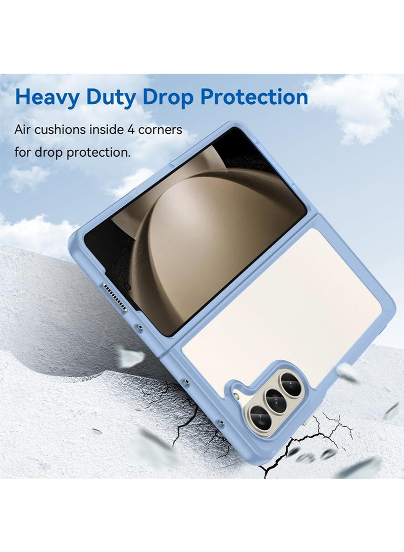 إكس ليفيل سامسونج جالاكسي زد فولد 6 غطاء مقاوم للصدمات ، [ الصف العسكرية إسقاط الحماية ] شفاف حماية رقيقة جدا ضد بصمات الأصابع الصفر ، الأزرق الشفاف - Image 3