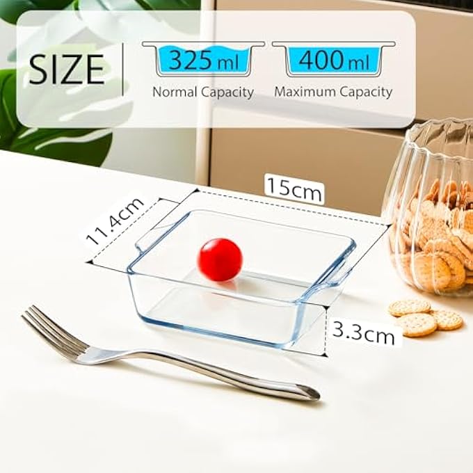 NUTRIUPS Borosilicate Glass Oven Dish 12Cm Mini Oven Proof Dishes Square Glass Baking Dish Small Casserole Dish 04L - Image 2