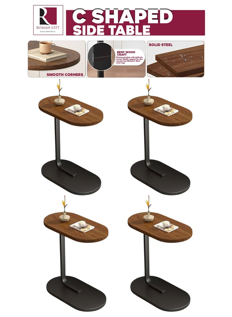 Roman Gifts 4Pcs C Shaped End Table for Couch Small Side Table with Metal Frame Slim Skinny End Tables for Small Spaces, Side Table for Sofa Bed Small TV Tray Table for Living Room Bedroom - Image 1
