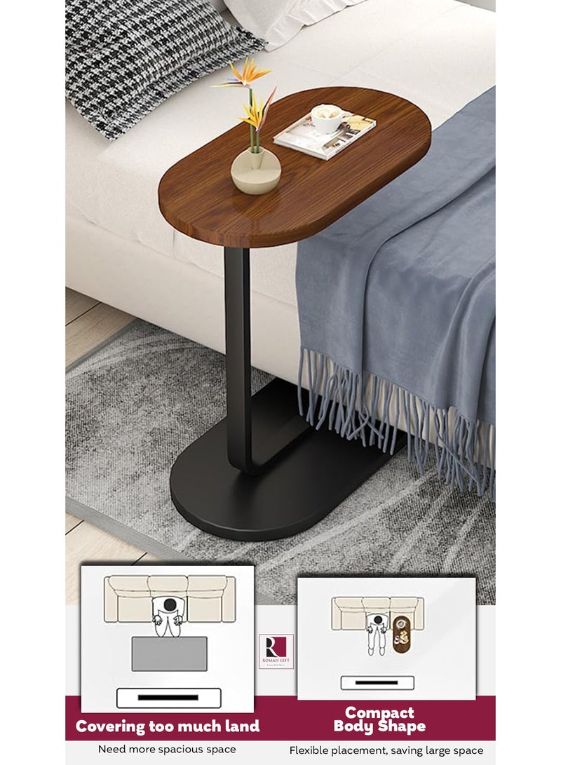 Roman Gifts 4Pcs C Shaped End Table for Couch Small Side Table with Metal Frame Slim Skinny End Tables for Small Spaces, Side Table for Sofa Bed Small TV Tray Table for Living Room Bedroom - Image 3