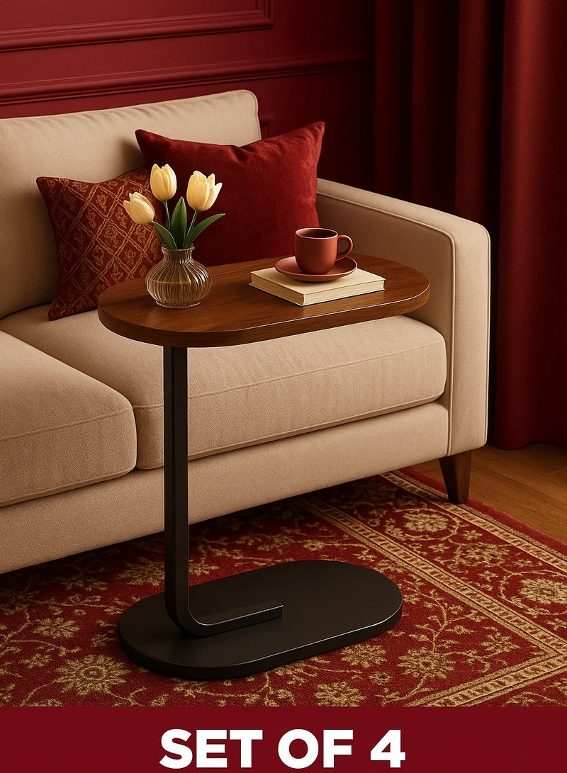 Roman Gifts 4 قطع طاولة نهاية على شكل C للكنبة طاولة جانبية صغيرة بإطار معدني طاولات نهاية نحيفة للمساحات الصغيرة، طاولة جانبية لسرير الأريكة طاولة تلفاز صغيرة لغرفة المعيشة أو النوم - Image 2