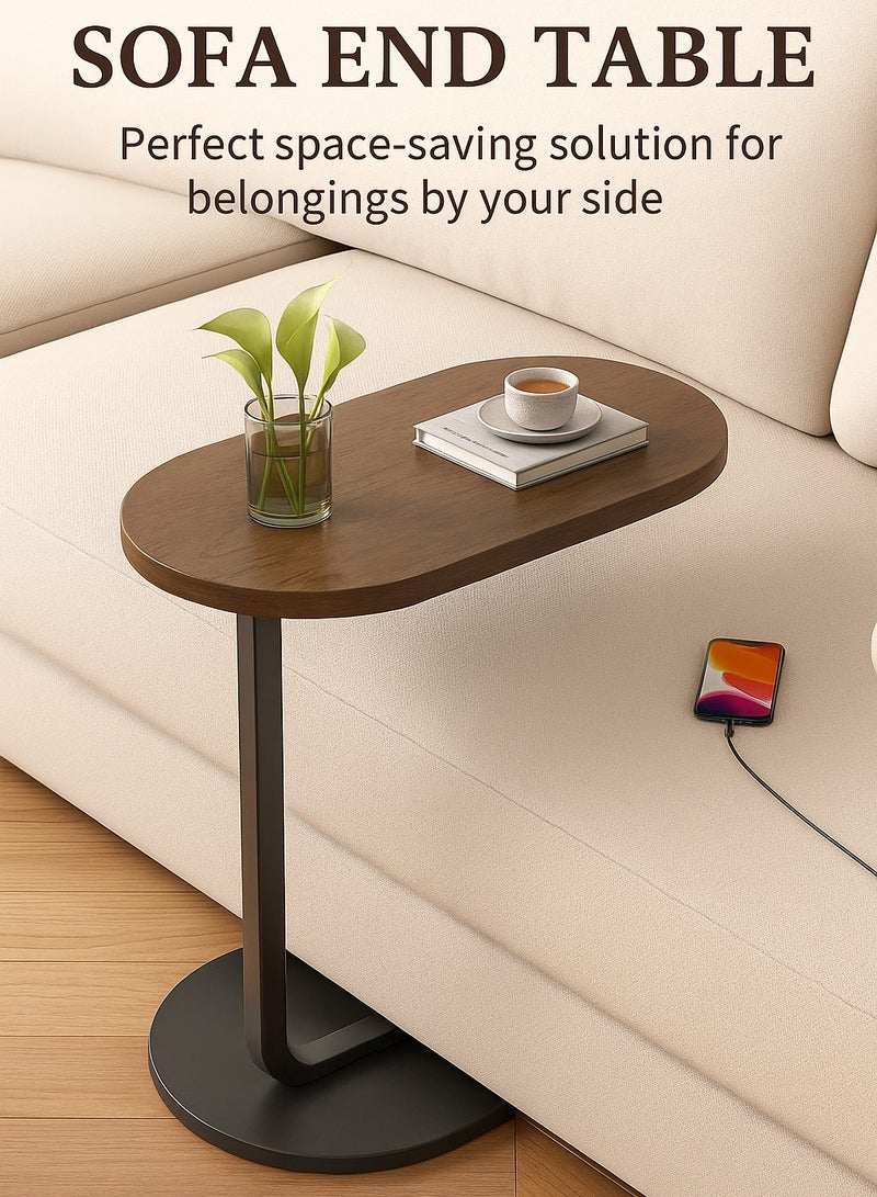 Roman Gifts 4 قطع طاولة نهاية على شكل C للكنبة طاولة جانبية صغيرة بإطار معدني طاولات نهاية نحيفة للمساحات الصغيرة، طاولة جانبية لسرير الأريكة طاولة تلفاز صغيرة لغرفة المعيشة أو النوم - Image 5