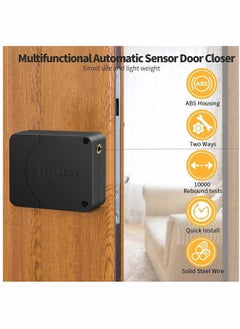 Y&D Door Closer, Punch-Free Automatic Sensor Closer Plus, Forceful Punch Free Built in Buffer, for Family Doors, Wardrobe, Window, 1200g 4.9FT (1 Pack Black)  - Image 2