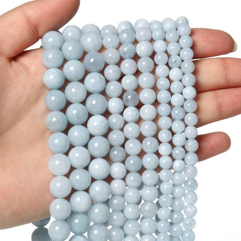 Xilitata About 60pcs 6mm Natural Stone Beads Aquamarine Beads Crystal Gemstone for Jewelry Making DIY Bracelet Necklace - Image 3