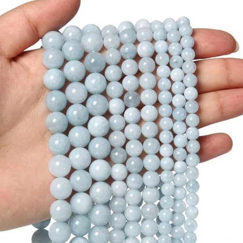 Xilitata About 60pcs 6mm Natural Stone Beads Aquamarine Beads Crystal Gemstone for Jewelry Making DIY Bracelet Necklace - Image 1