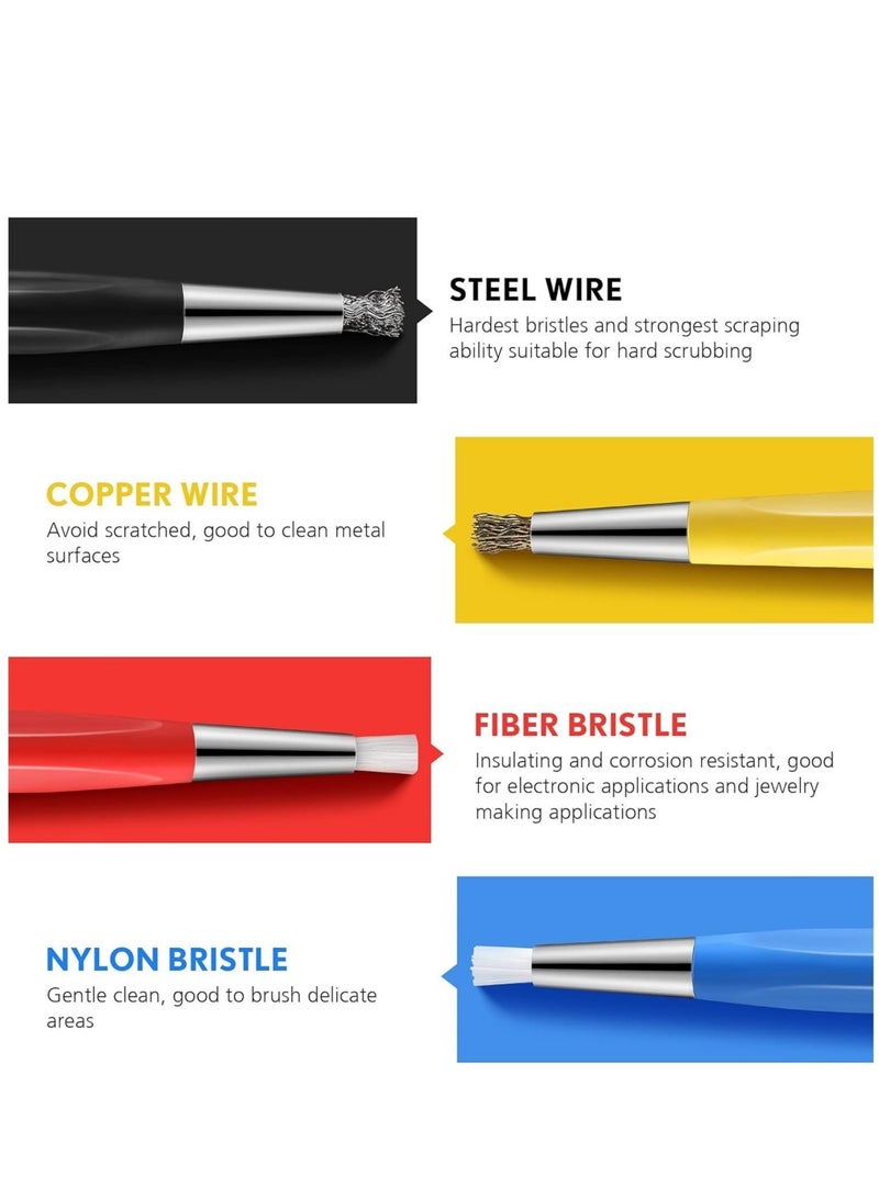 Captaintech Scratch Brush Pen Set, Pen Style Prep Sanding Brush With Steel, Brass, Fiberglass, Nylon Replacement Tips for Jewelry, Watch, Coin Cleaning, Electronic Applications, Auto Body Work - Image 2
