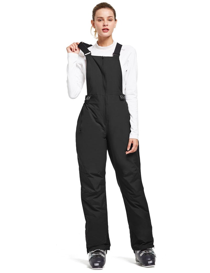 baleaf Womens Skiing Pants Insulated Ski Bib Waterproof Snow Overalls Windproof Snowboarding Pant Black Size XL