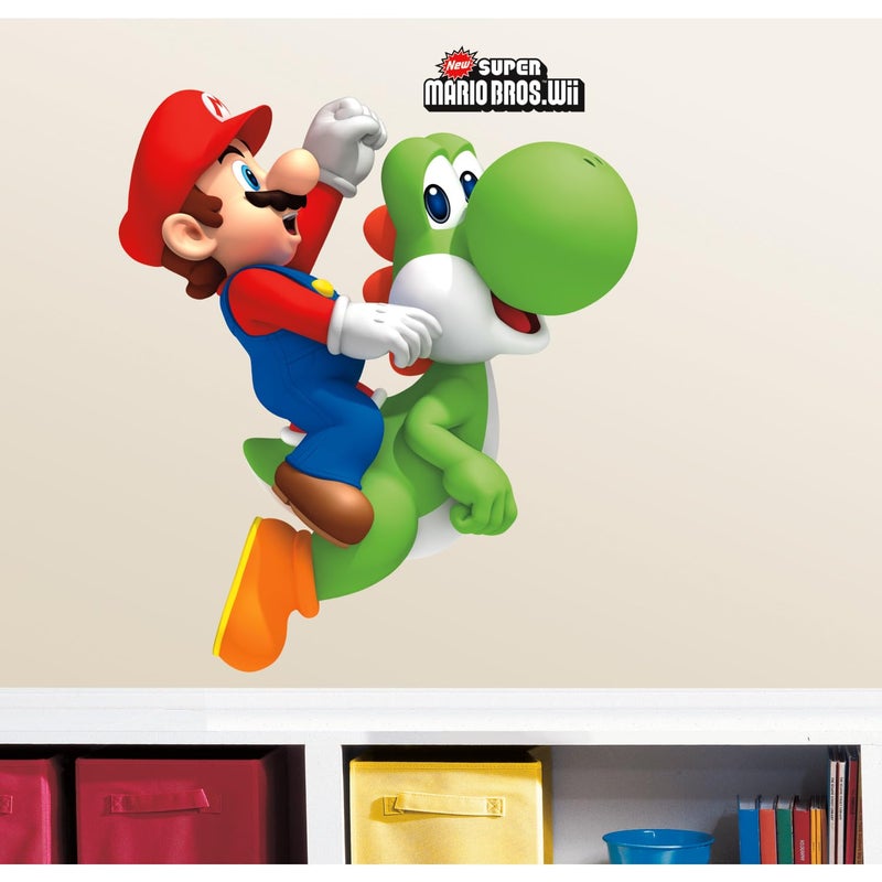 RoomMates RMK1918GM Ninetendo Super Mario Bros. Yoshi and Mario Peel and Stick Giant Wall Decals 23" x 32" - Image 2