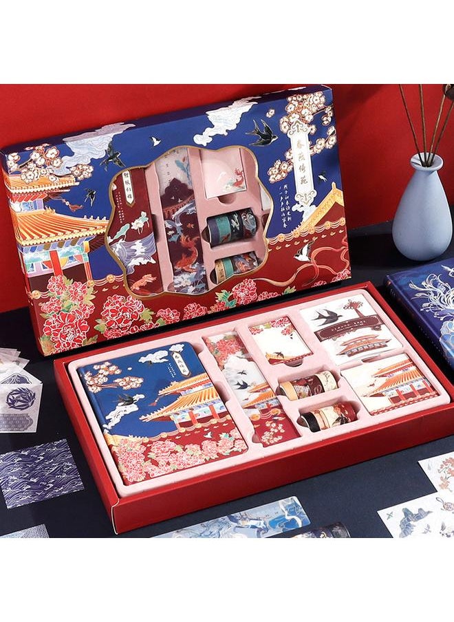 Bluejw - Chinese Style Hand Account Gift Box Suit Chaohua Cheng Dry Hand Account Literary Retro Hand Account Book Palace Cultural Creation Classical Gift - Image 1