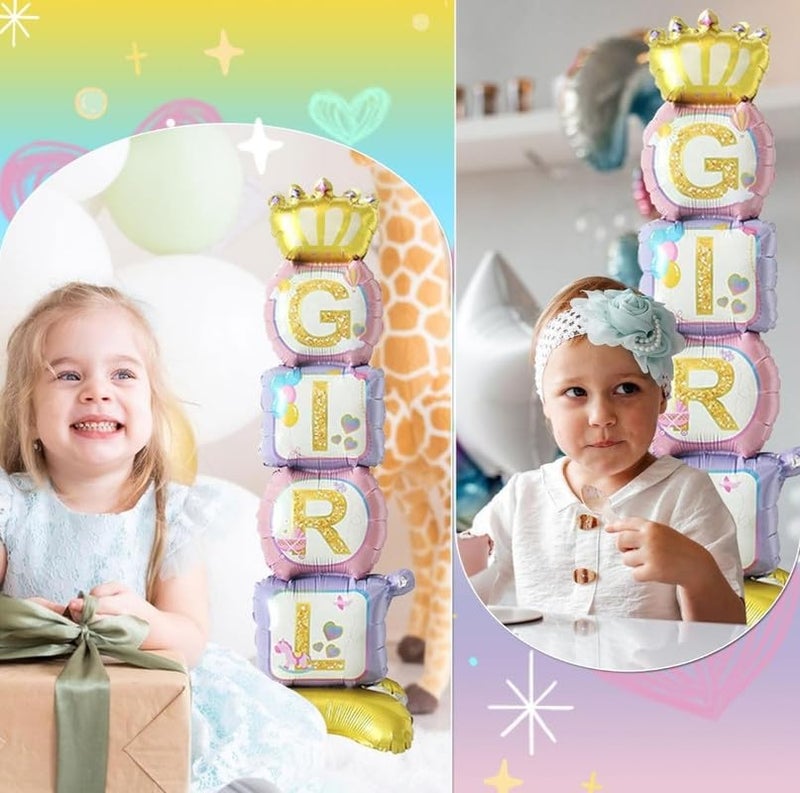 Fun Affairs Printed Baby Girl Theme Party Standing Foil Balloons for Decoration for Baby Shower, First Birthday, Welcome 1pcs, Multicolor - Image 3