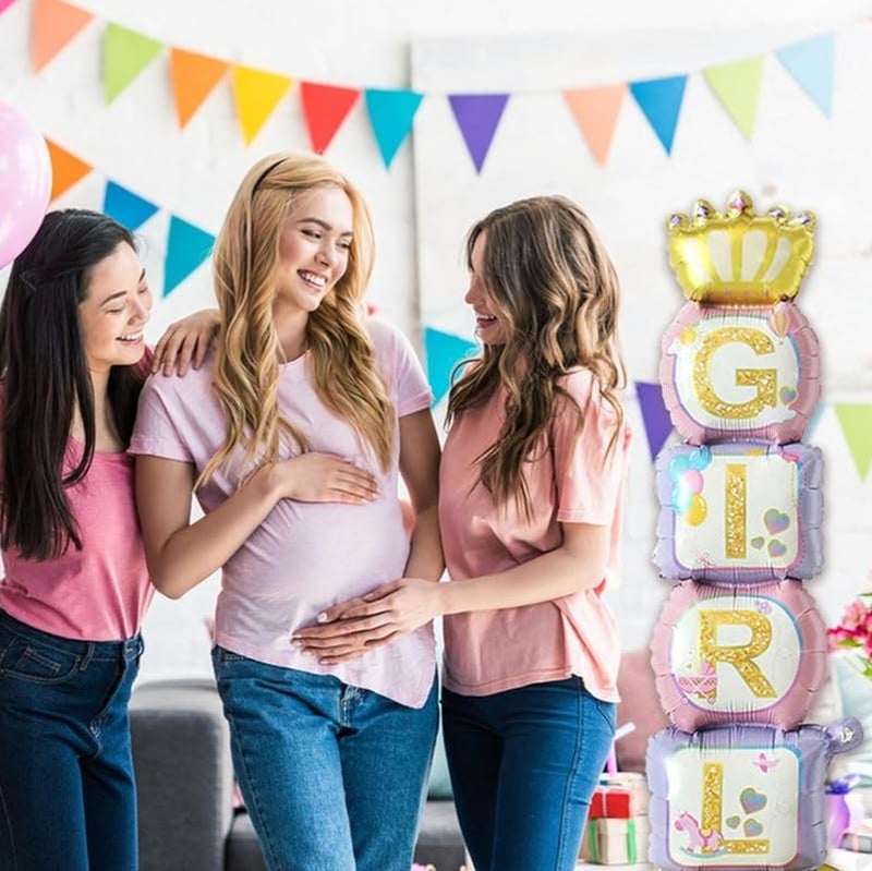 Fun Affairs Printed Baby Girl Theme Party Standing Foil Balloons for Decoration for Baby Shower, First Birthday, Welcome 1pcs, Multicolor - Image 4