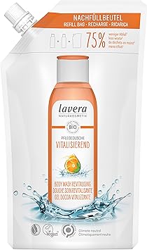 lavera Refill Bag Body Wash Revitalising Organic Orange Organic Mint Natural Cosmetics Vegan Shower Gel pH Neutral Cleans Especially Gently 1 x 500 ml - Image 1