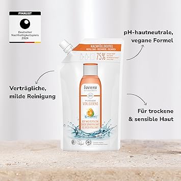 lavera Refill Bag Body Wash Revitalising Organic Orange Organic Mint Natural Cosmetics Vegan Shower Gel pH Neutral Cleans Especially Gently 1 x 500 ml - Image 2