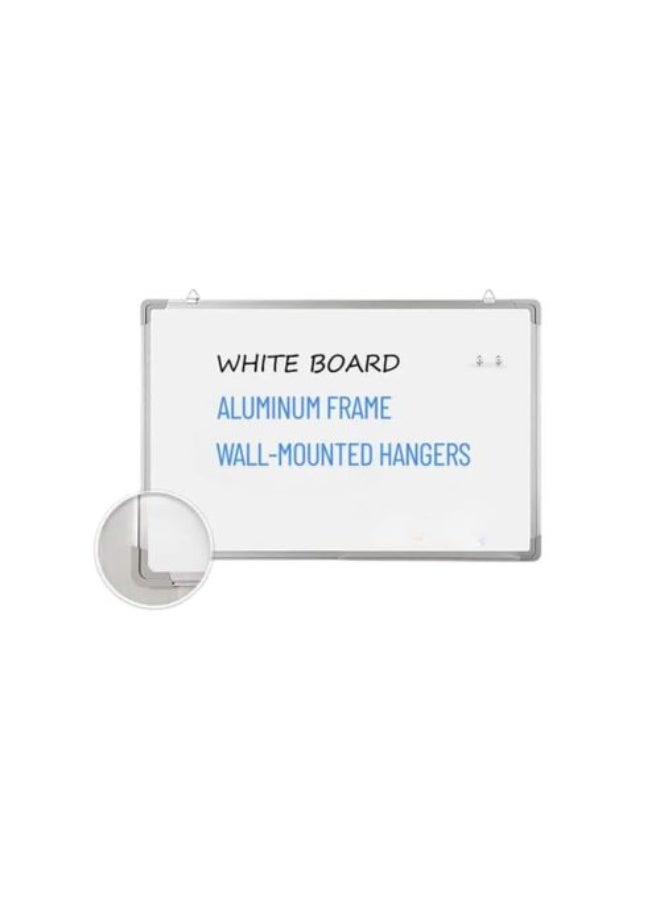 Magnetic Writing White Board 90x60 cm - Smooth & Easy to Wipe, Aluminum Frame, Includes Wall-Mounted Hangers & Pen Tray - Image 1