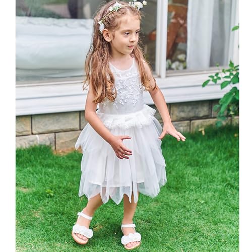 Felix & Flora Toddler Girl White Sandals Size 9 - Easter Flower Girl Dress Shoes Open Toe Little Kid Summer Flats - Image 4