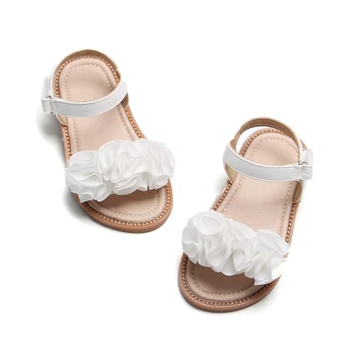 Felix & Flora Toddler Girl White Sandals Size 9 - Easter Flower Girl Dress Shoes Open Toe Little Kid Summer Flats - Image 1
