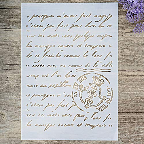 SLGIFT DIY Decorative French Script Stencil Template for Painting on Walls Furniture Crafts (A4 Size) - Image 1