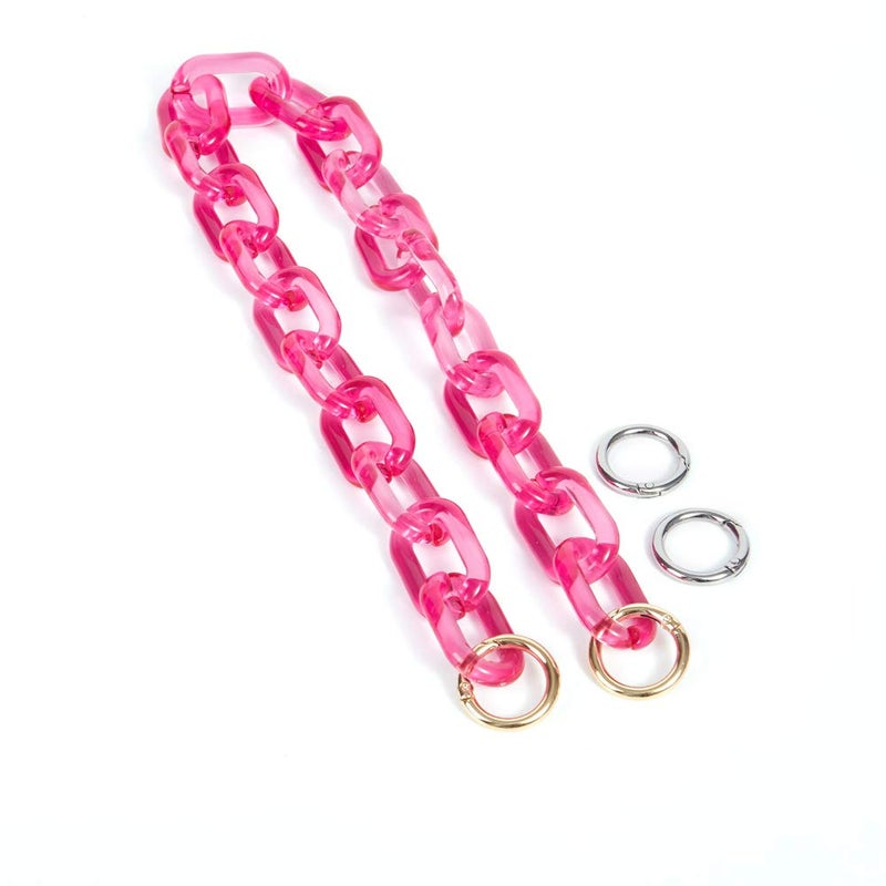 Yichain Chunky Acrylic Purse Strap Bag Chain Handle Replacement,Handbag Purse Making Accessory Decoration (Rose)