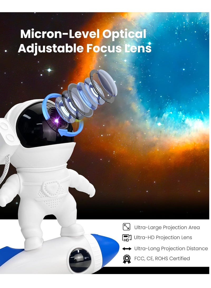 ARNO HD Astronaut Planetarium Projector, Galaxy Projector for Bedroom, HD Replaceable 13 Film Discs & Adjustable Focus Lens, Rocket Night Light, Timed Ceiling Light - Image 3