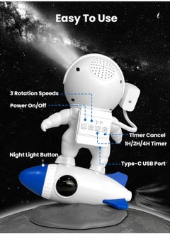 HD Astronaut Planetarium Projector, Galaxy Projector for Bedroom, HD Replaceable 13 Film Discs & Adjustable Focus Lens, Rocket Night Light, Timed Ceiling Light - pzsku/Z87DA67F482DFC9FAE015Z/45/_/1728046857/a5880a01-8061-47b5-bf23-8c427fbcf079