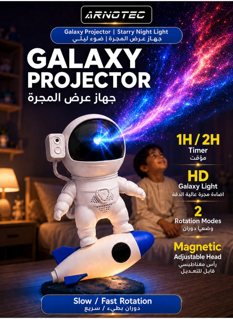 ARNO Galaxy Projector for Bedroom, Astronaut Planetarium Night Light with 13 Film Discs, Adjustable Focus Lens, Kids Room Decor Gift - Image 1
