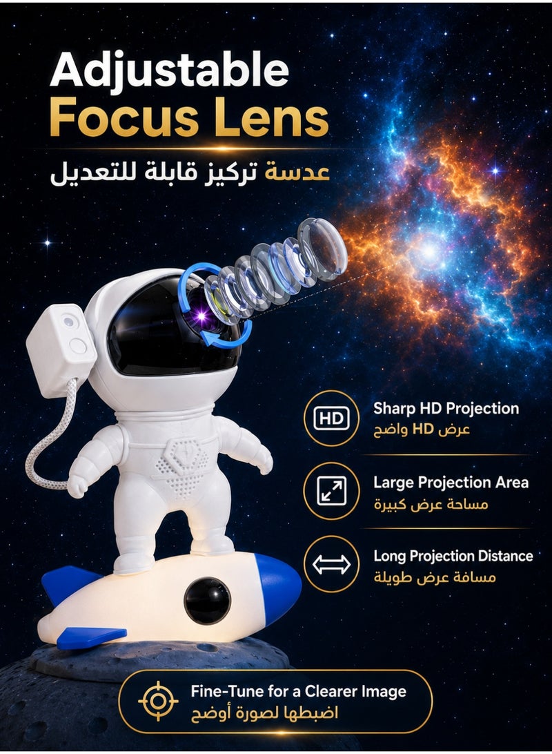 ARNO Galaxy Projector for Bedroom, Astronaut Planetarium Night Light with 13 Film Discs, Adjustable Focus Lens, Kids Room Decor Gift - Image 3