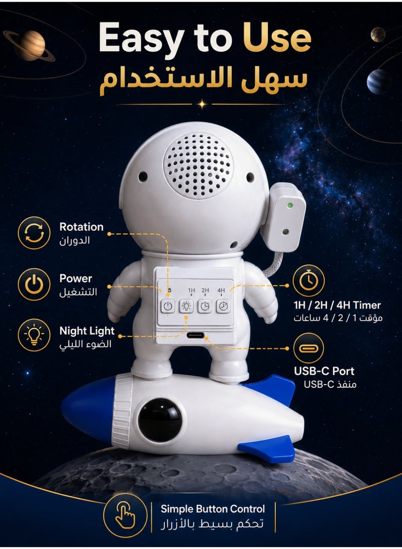 ARNO Galaxy Projector for Bedroom, Astronaut Planetarium Night Light with 13 Film Discs, Adjustable Focus Lens, Kids Room Decor Gift - Image 5